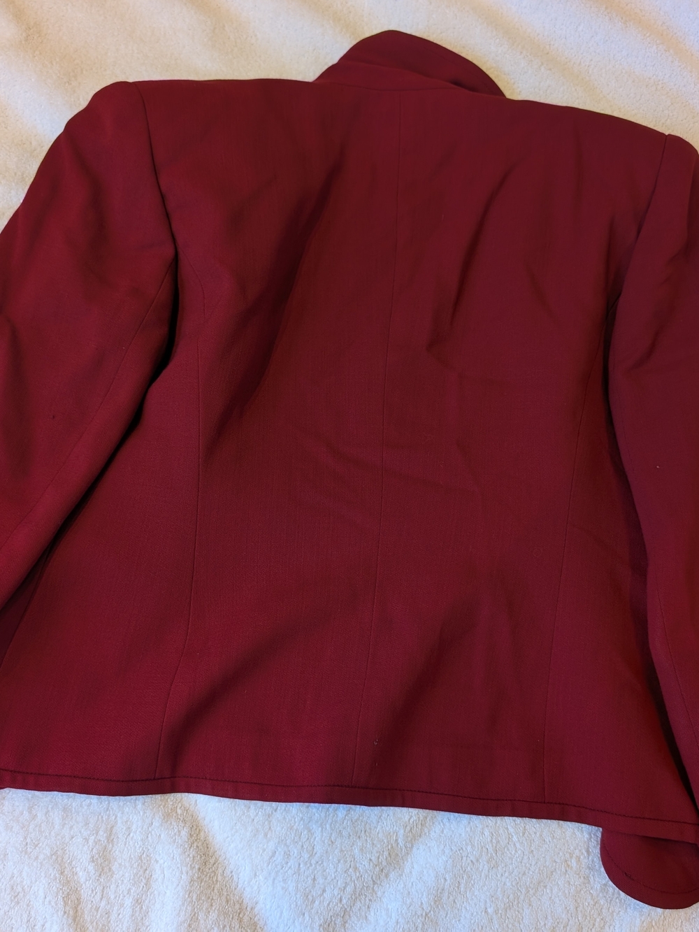 Vintage Jones New York 100% Pure Wool Blazer Red Burgundy Mandarin Collar 8P - Picture 7 of 8